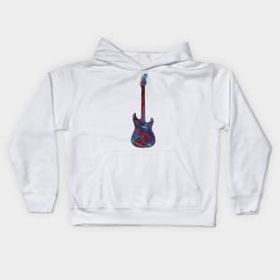 Blue on Red Flame Guitar Silhouette Kids Hoodie